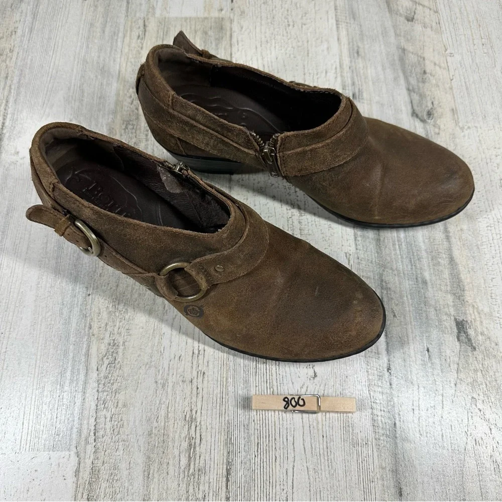 Born‎ Zowy Tobacco Brown Harness Ankle Booties #800